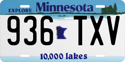 MN license plate 936TXV