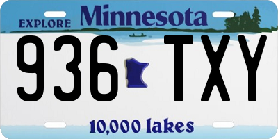 MN license plate 936TXY