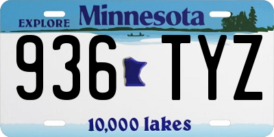 MN license plate 936TYZ