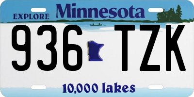MN license plate 936TZK