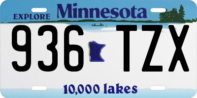 MN license plate 936TZX