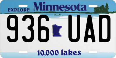 MN license plate 936UAD