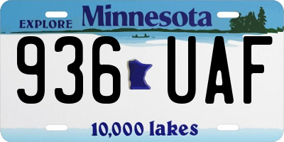 MN license plate 936UAF