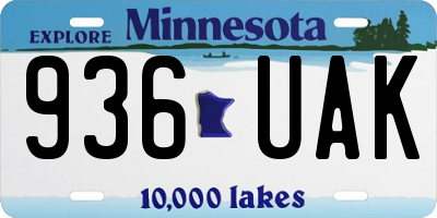 MN license plate 936UAK