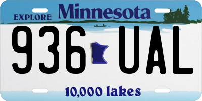 MN license plate 936UAL