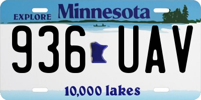 MN license plate 936UAV