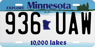 MN license plate 936UAW