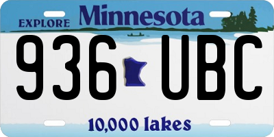 MN license plate 936UBC