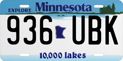 MN license plate 936UBK