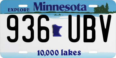 MN license plate 936UBV