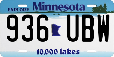 MN license plate 936UBW
