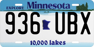 MN license plate 936UBX
