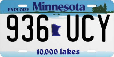 MN license plate 936UCY