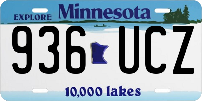 MN license plate 936UCZ