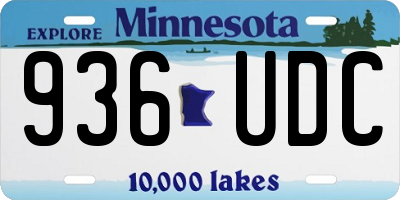 MN license plate 936UDC
