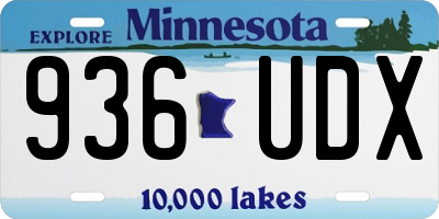 MN license plate 936UDX