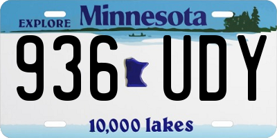 MN license plate 936UDY