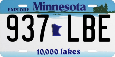MN license plate 937LBE