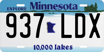 MN license plate 937LDX