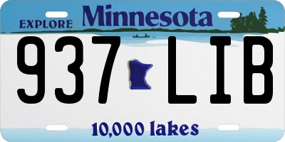 MN license plate 937LIB