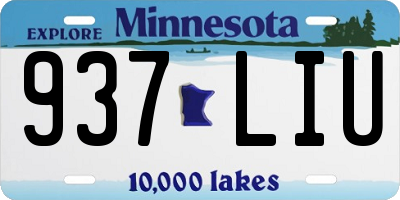 MN license plate 937LIU