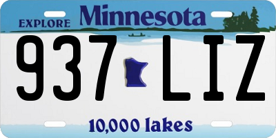 MN license plate 937LIZ