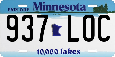 MN license plate 937LOC