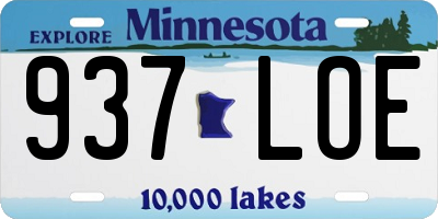 MN license plate 937LOE