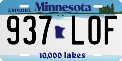 MN license plate 937LOF