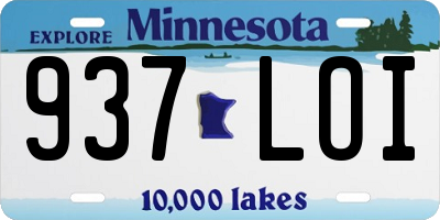 MN license plate 937LOI