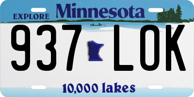 MN license plate 937LOK