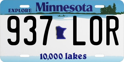 MN license plate 937LOR