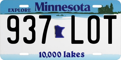 MN license plate 937LOT