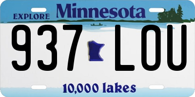 MN license plate 937LOU