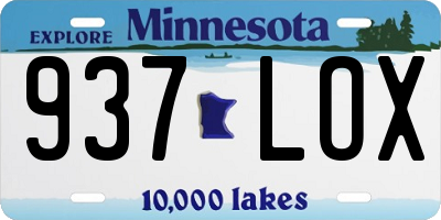 MN license plate 937LOX