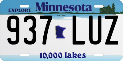MN license plate 937LUZ