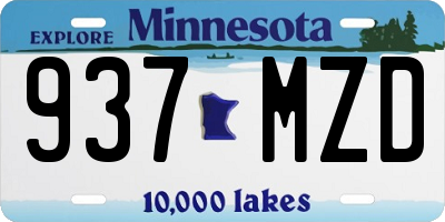 MN license plate 937MZD