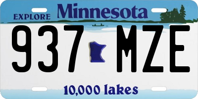 MN license plate 937MZE
