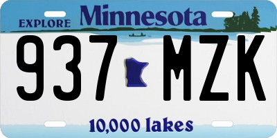 MN license plate 937MZK