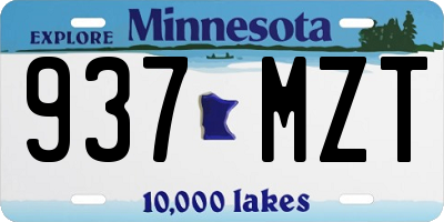 MN license plate 937MZT