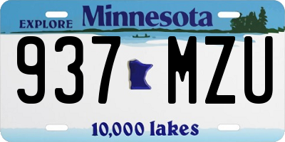 MN license plate 937MZU