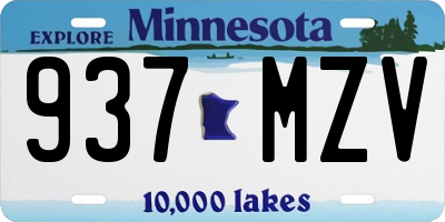 MN license plate 937MZV
