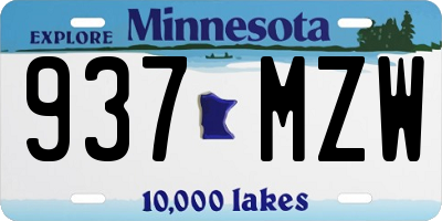 MN license plate 937MZW