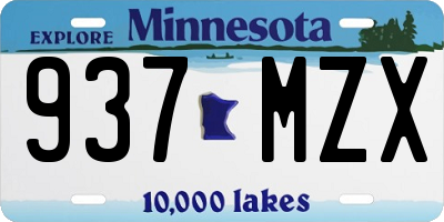 MN license plate 937MZX