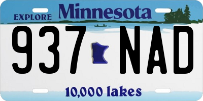 MN license plate 937NAD