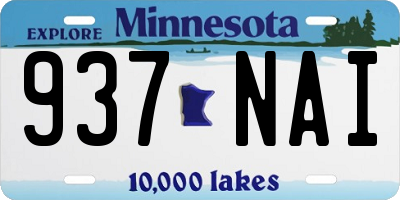 MN license plate 937NAI