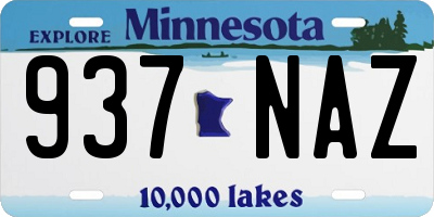 MN license plate 937NAZ