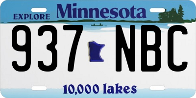 MN license plate 937NBC