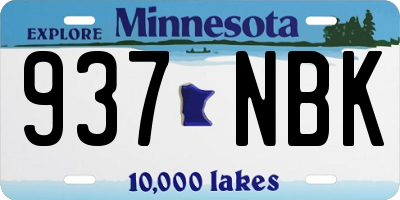 MN license plate 937NBK