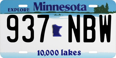 MN license plate 937NBW